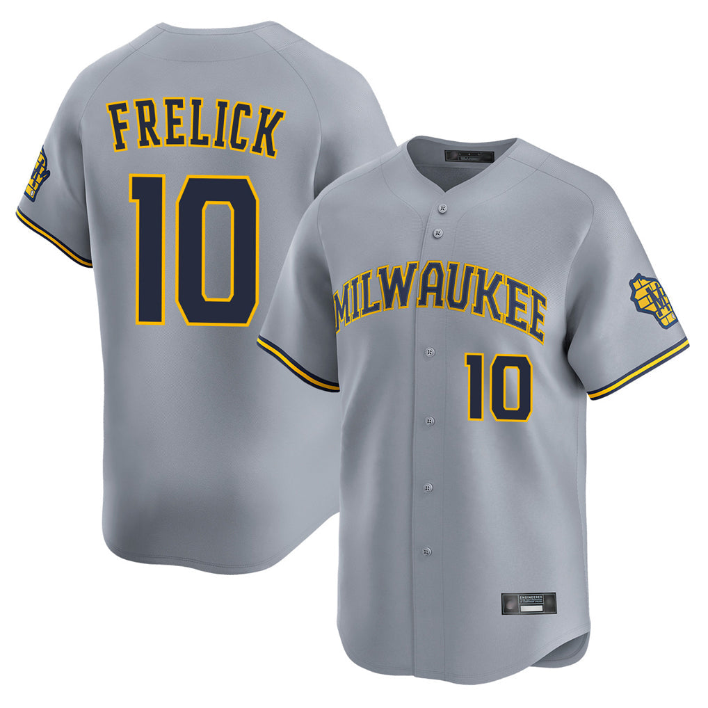 CAdoa M.Brewers #10 Sal Frelick Player Gray Home Limited Stitched Jerseys