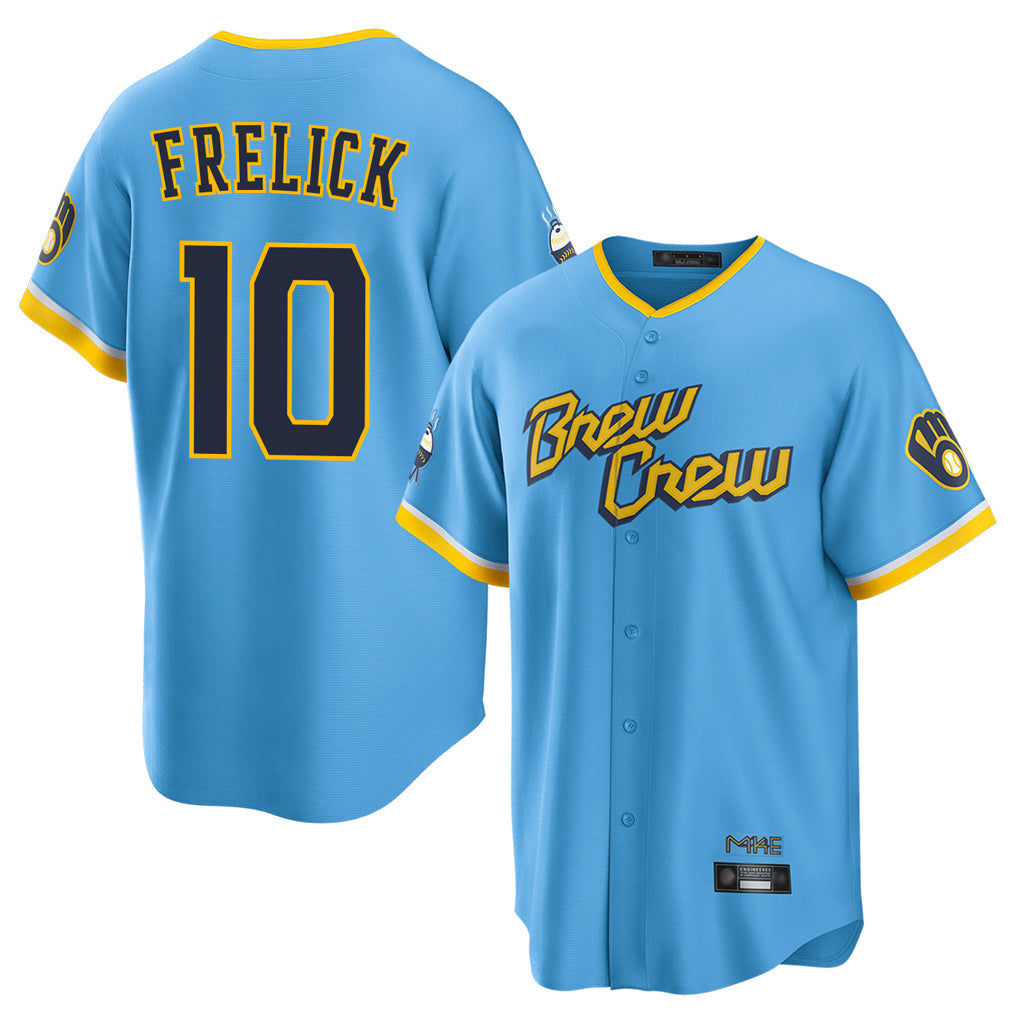 CAdoa M.Brewers #10 Sal Frelick Player Light Blue City Connect Home Game Stitched Jerseys