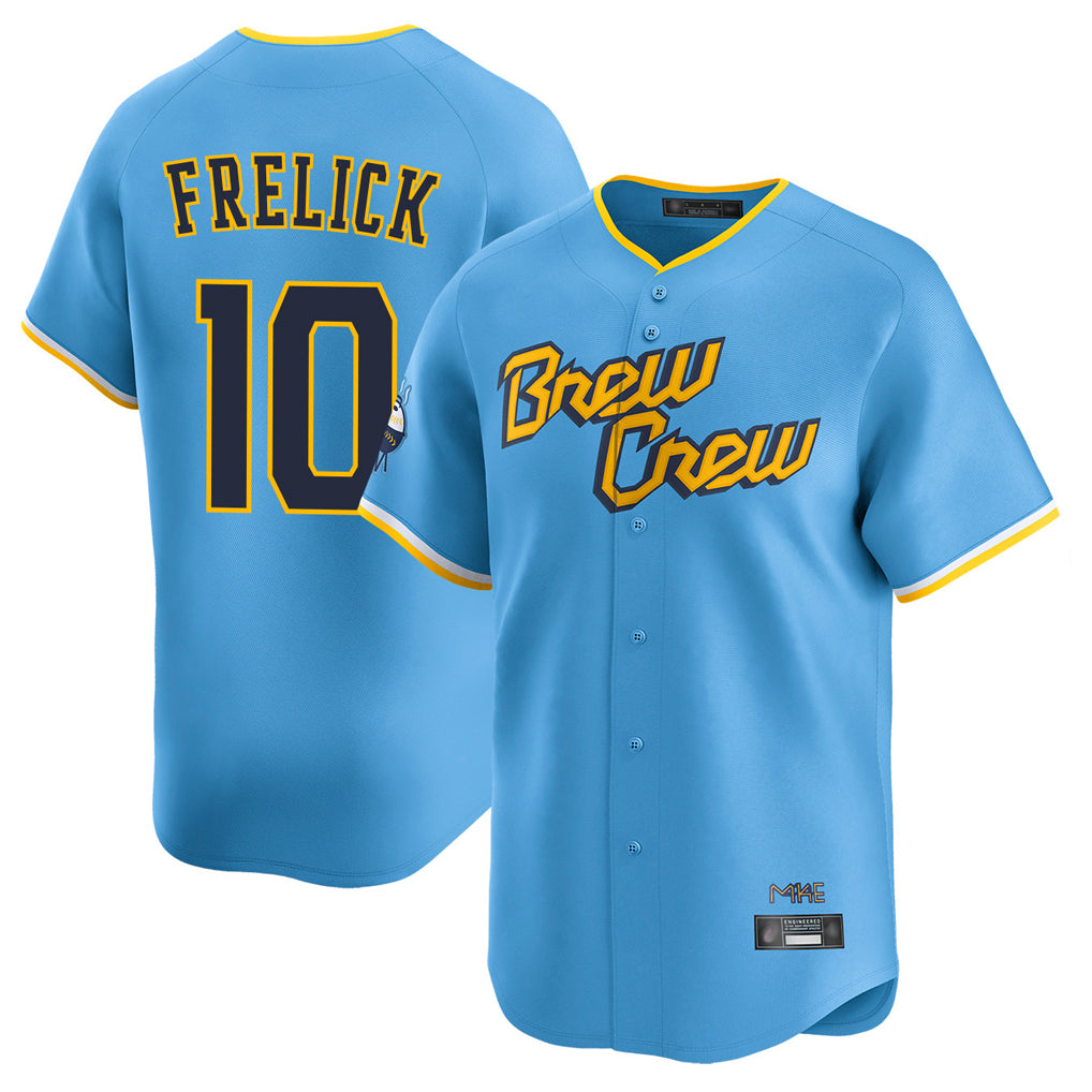 CAdoa M.Brewers #10 Sal Frelick Player Light Blue Road Stadium Game Stitched Jerseys