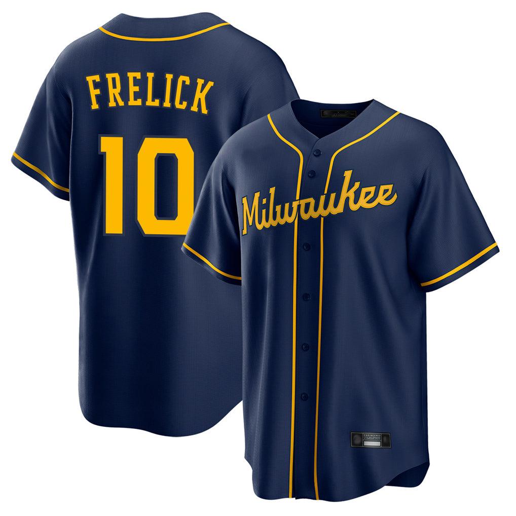 CAdoa M.Brewers #10 Sal Frelick Player Navy Home Game Stitched Jerseys