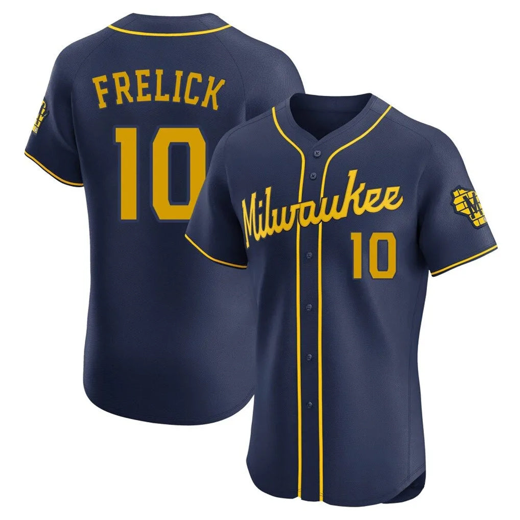 CAdoa M.Brewers #10 Sal Frelick Player Navy Home Limited Elite Stitched Jerseys