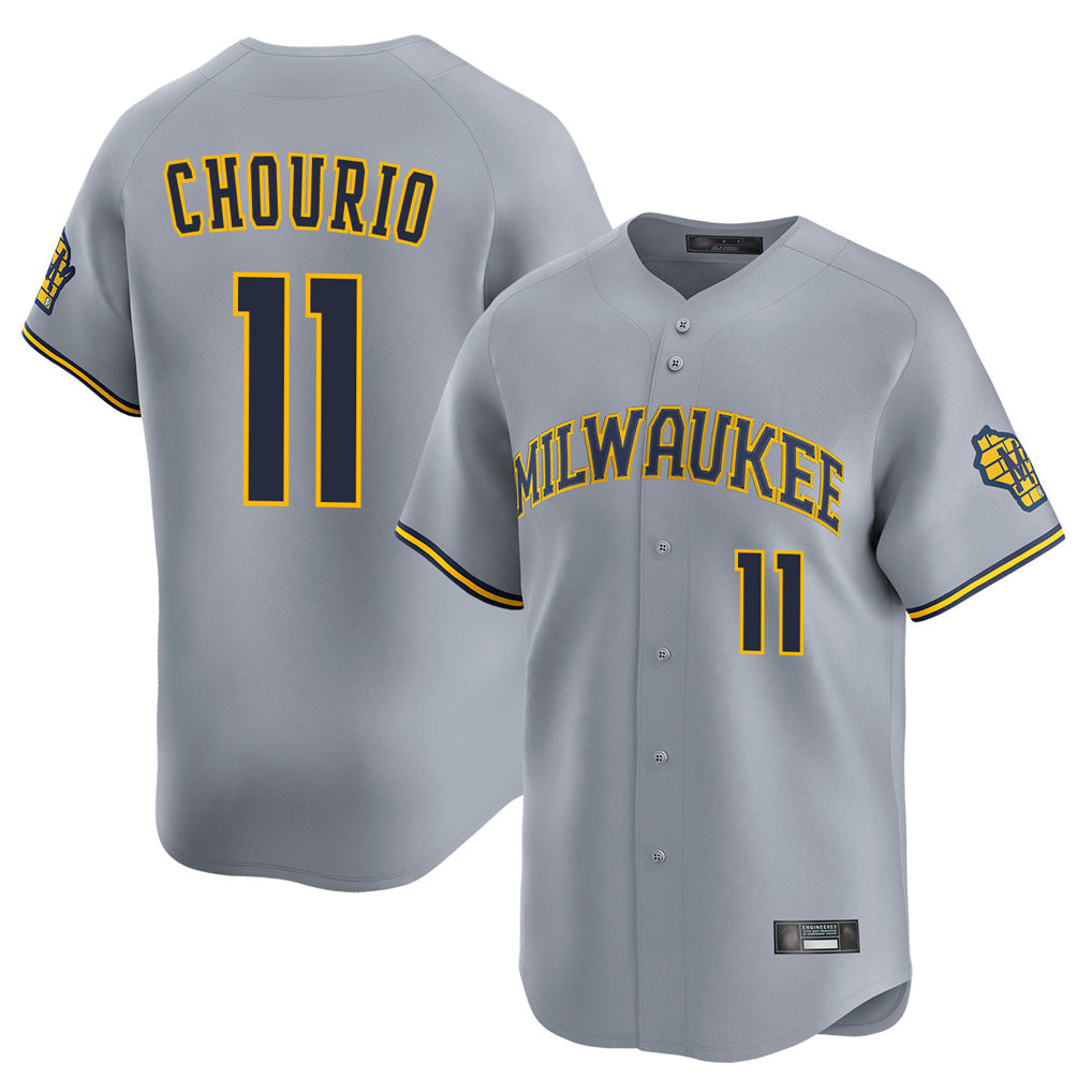 CAdoa M.Brewers #11 Jackson Chourio Player Gray Home Limited Stitched Jerseys
