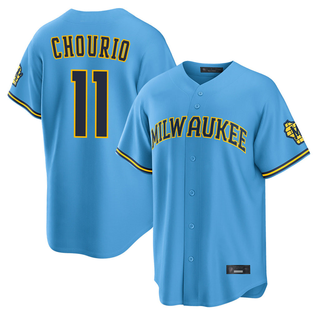 CAdoa M.Brewers #11 Jackson Chourio Player Light Blue Road Stadium Game Stitched Jerseys