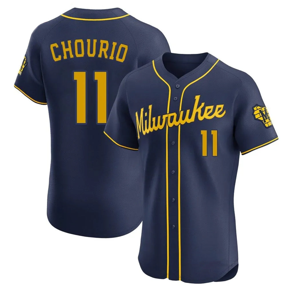 CAdoa M.Brewers #11 Jackson Chourio Player Navy Home Limited Elite Stitched Jerseys