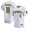 CAdoa M.Brewers #11 Jackson Chourio Player White Stripes Home Limited Game Stitched Jerseys