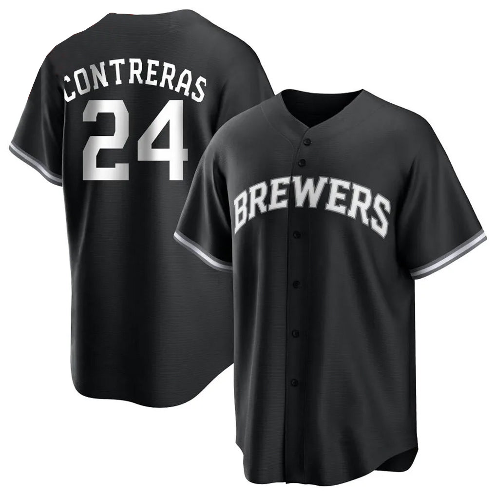 CAdoa M.Brewers #24 William Contreras Player Black Game Home Stitched Jerseys