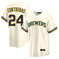 CAdoa M.Brewers #24 William Contreras Player Cream Home Game Stitched Jerseys