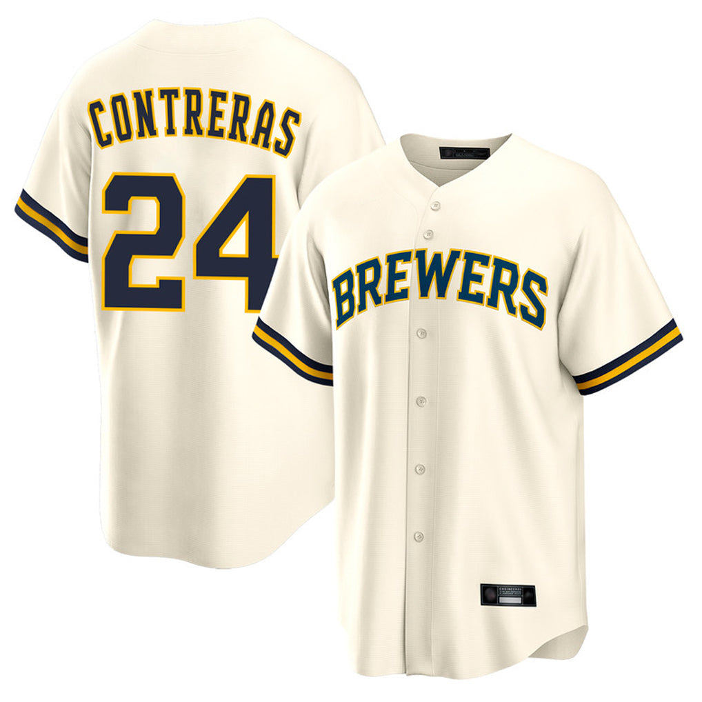 CAdoa M.Brewers #24 William Contreras Player Cream Home Game Stitched Jerseys