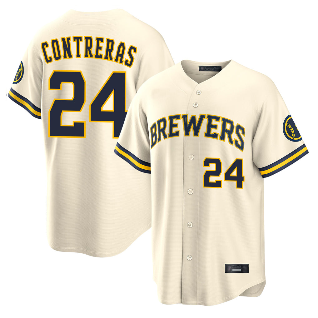 CAdoa M.Brewers #24 William Contreras Player Cream Home Limited Stitched Jerseys
