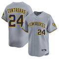 CAdoa M.Brewers #24 William Contreras Player Gray Home Limited Stitched Jerseys