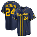 CAdoa M.Brewers #24 William Contreras Player Navy Home Stadium Game Stitched Jerseys