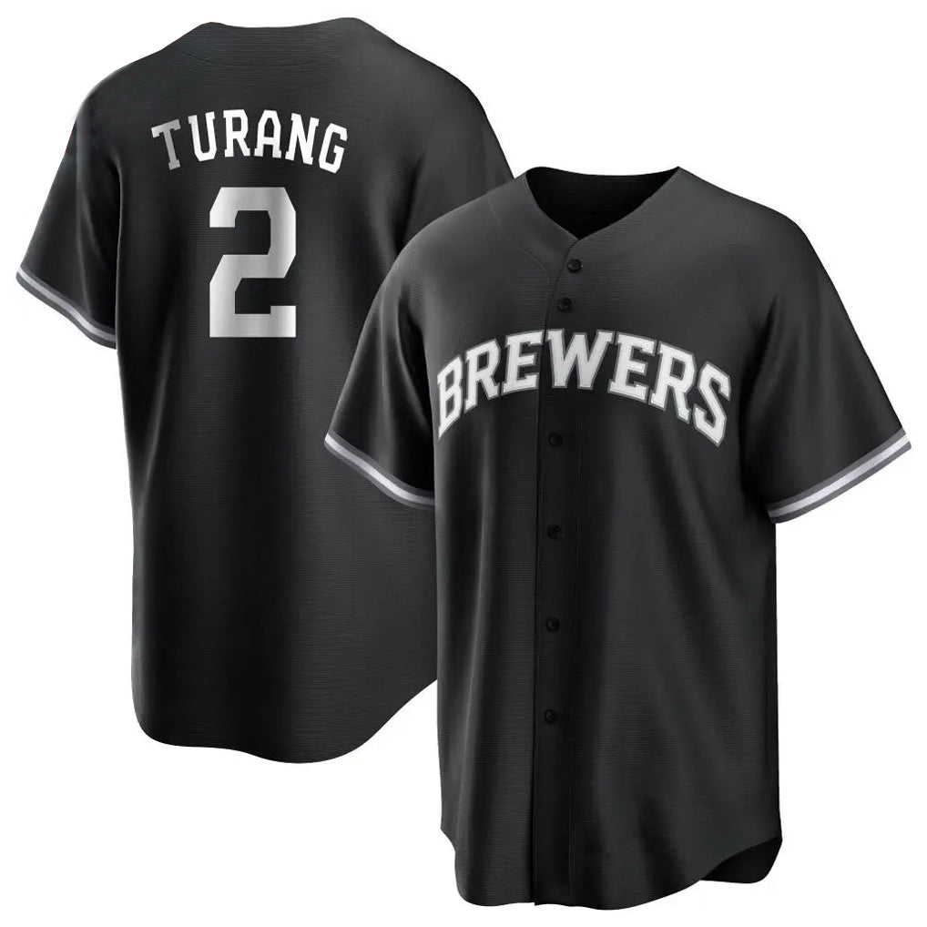 CAdoa M.Brewers #2 Brice Turang Player Black Game Home Stitched Jerseys