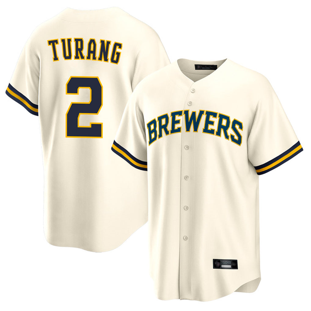 CAdoa M.Brewers #2 Brice Turang Player Cream Home Game Stitched Jerseys