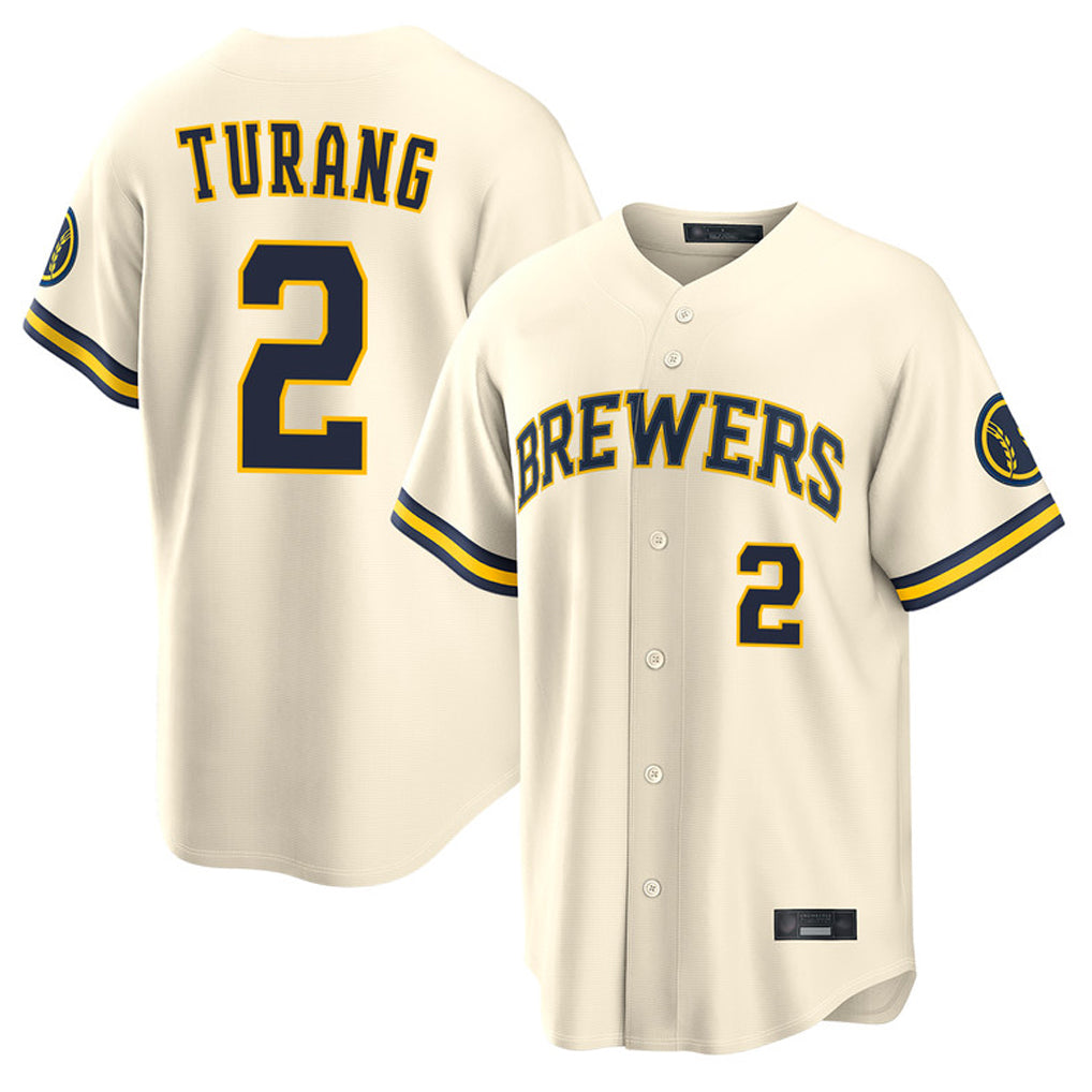 CAdoa M.Brewers #2 Brice Turang Player Cream Home Limited Stitched Jerseys