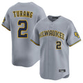CAdoa M.Brewers #2 Brice Turang Player Gray Home Limited Stitched Jerseys