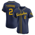 CAdoa M.Brewers #2 Brice Turang Player Navy Home Limited Elite Stitched Jerseys