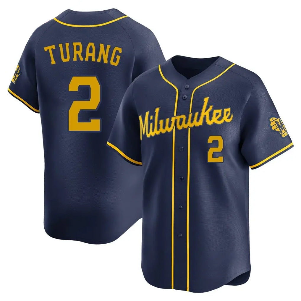 CAdoa M.Brewers #2 Brice Turang Player Navy Home Limited Stitched Jerseys