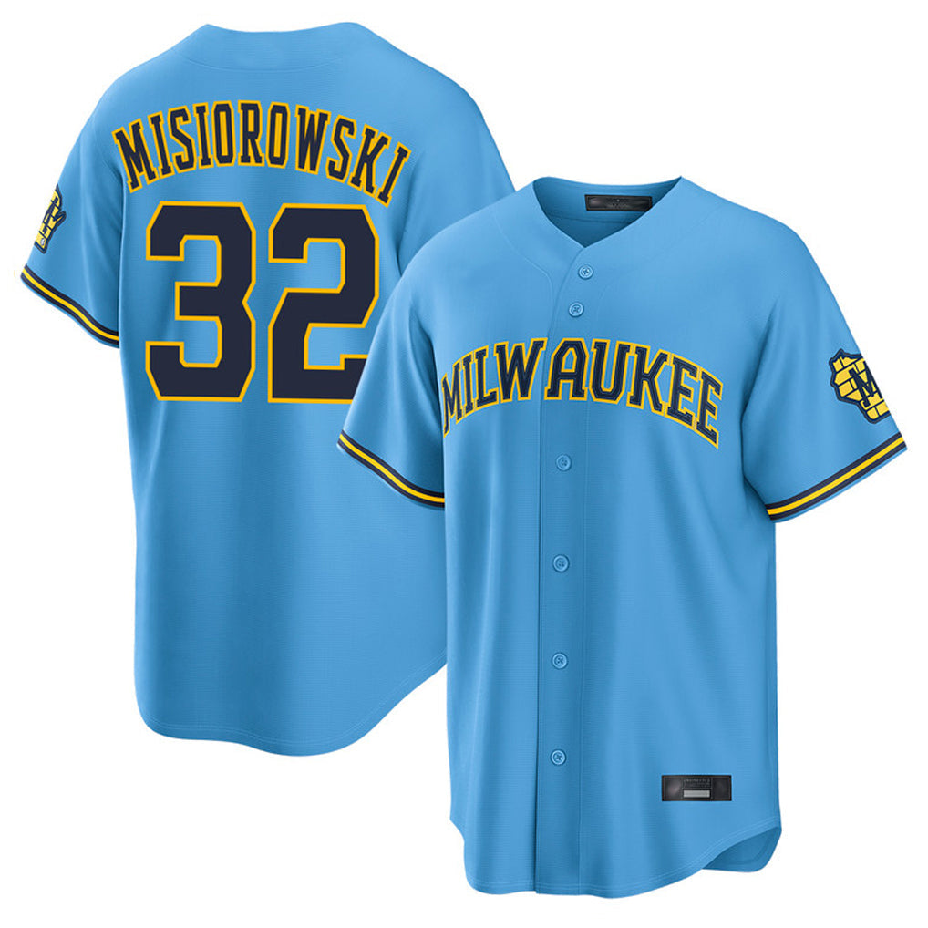CAdoa M.Brewers #32 Jacob Misiorowski Player Light Blue Road Stadium Game Stitched Jerseys