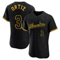 CAdoa M.Brewers #3 Joey Ortiz Player Black Snake Skin City Home Limited Elite Stitched Jerseys