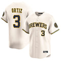 CAdoa M.Brewers #3 Joey Ortiz Player Cream Home Limited Game Stitched Jerseys
