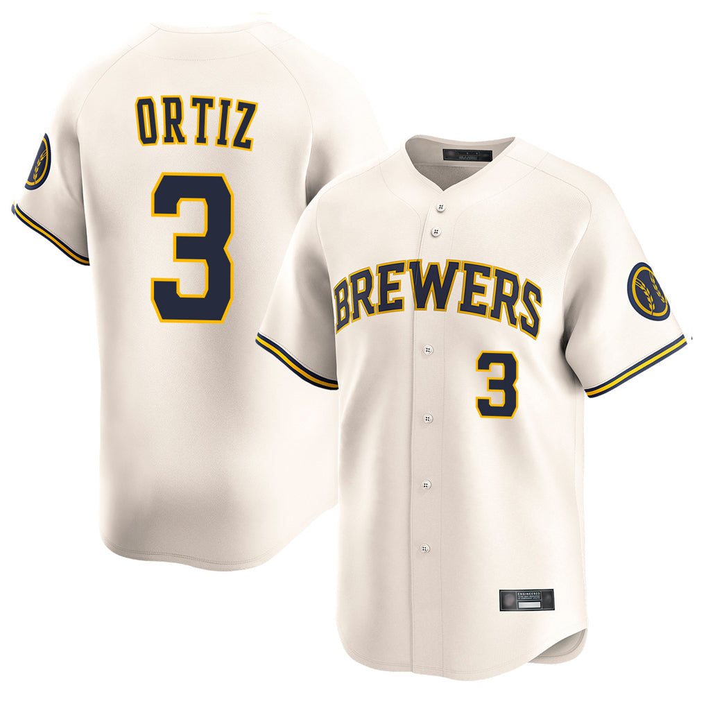 CAdoa M.Brewers #3 Joey Ortiz Player Cream Home Limited Game Stitched Jerseys