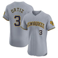 CAdoa M.Brewers #3 Joey Ortiz Player Gray Home Limited Elite Stitched Jerseys