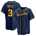 CAdoa M.Brewers #3 Joey Ortiz Player Navy Home Game Stitched Jerseys