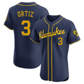 CAdoa M.Brewers #3 Joey Ortiz Player Navy Home Limited Elite Stitched Jerseys