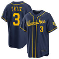 CAdoa M.Brewers #3 Joey Ortiz Player Navy Home Stadium Game Stitched Jerseys