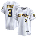 CAdoa M.Brewers #3 Joey Ortiz Player White Stripes Home Limited Game Stitched Jerseys