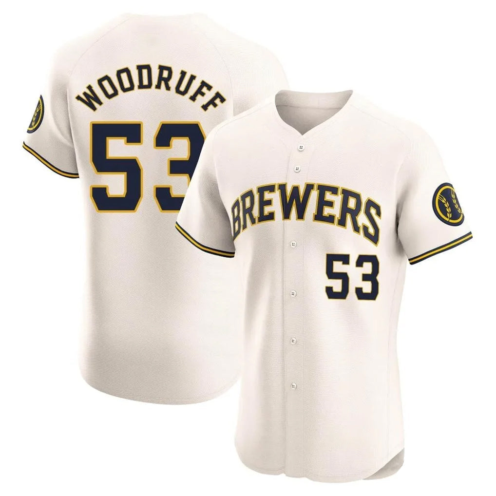 CAdoa M.Brewers #53 Brandon Woodruff Player Cream Home Limited Elite Stitched Jerseys