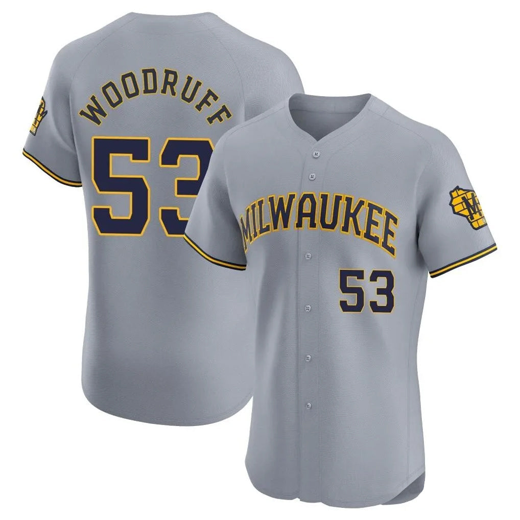 CAdoa M.Brewers #53 Brandon Woodruff Player Gray Home Limited Elite Stitched Jerseys