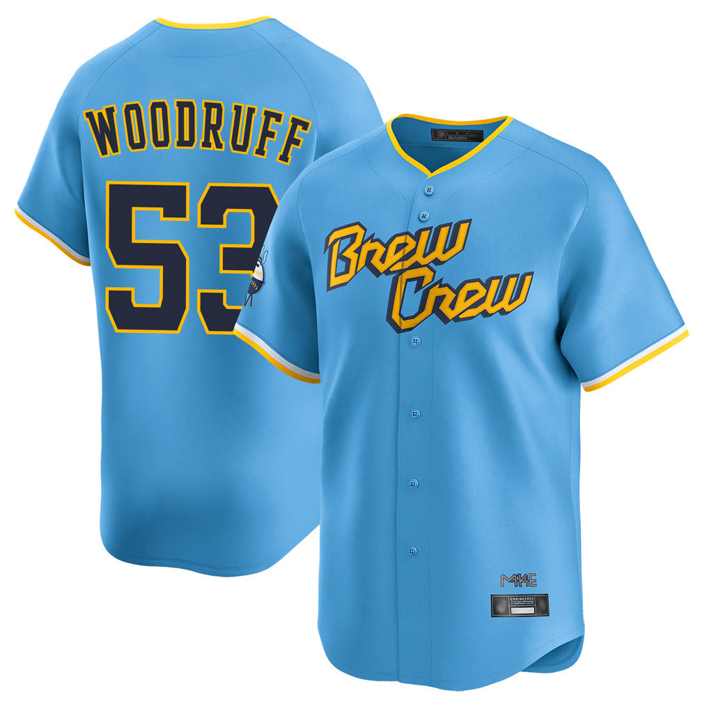 CAdoa M.Brewers #53 Brandon Woodruff Player Light Blue City Connect Home Limited Stitched Jerseys