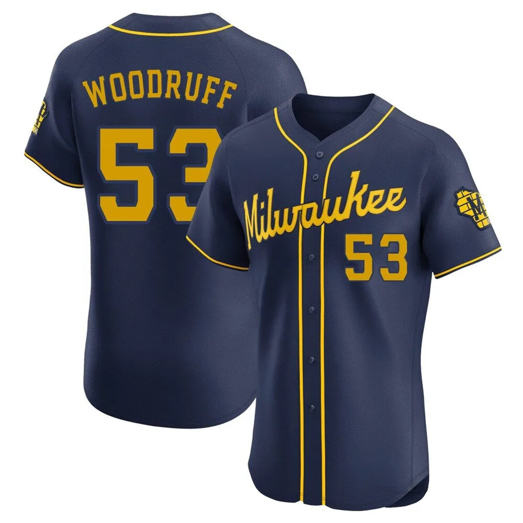 CAdoa M.Brewers #53 Brandon Woodruff Player Navy Home Limited Elite Stitched Jerseys