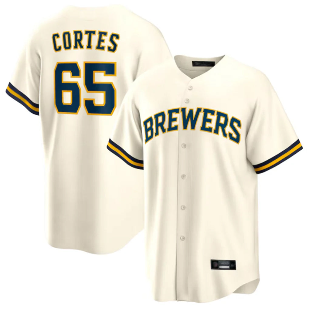CAdoa M.Brewers #65 Nestor Cortes Player Cream Home Game Stitched Jerseys