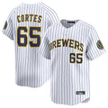 CAdoa M.Brewers #65 Nestor Cortes Player White Stripes Home Limited Game Stitched Jerseys