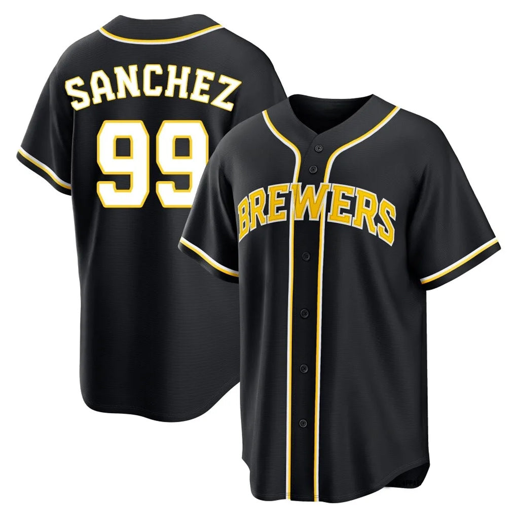 CAdoa M.Brewers #99 Gary Sanchez Player Black Fashion Out Home Game Stitched Jerseys