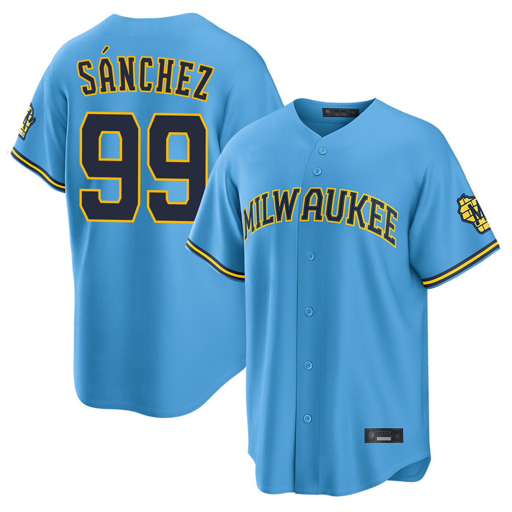 CAdoa M.Brewers #99 Gary Sanchez Player Light Blue Road Stadium Game Stitched Jerseys