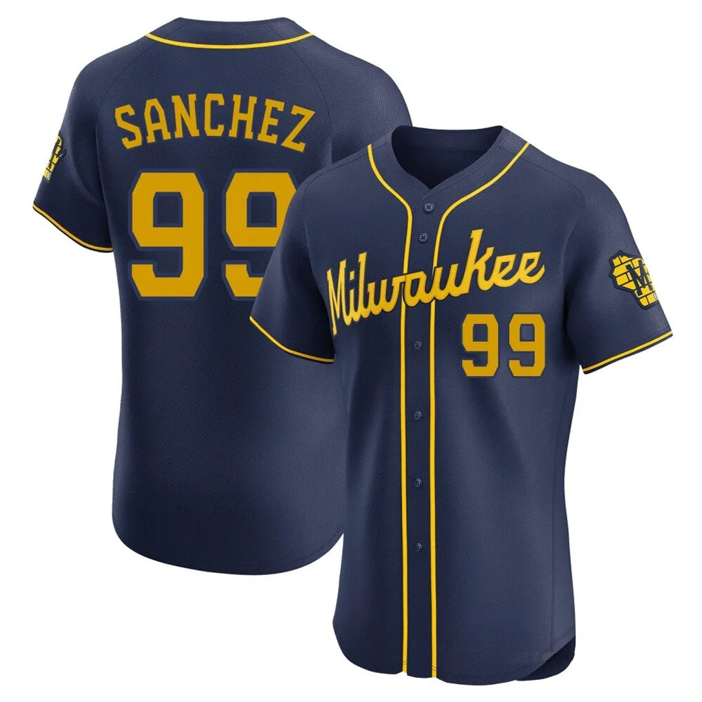 CAdoa M.Brewers #99 Gary Sanchez Player Navy Home Limited Elite Stitched Jerseys