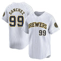 CAdoa M.Brewers #99 Gary Sanchez Player White Stripes Home Game Stitched Jerseys