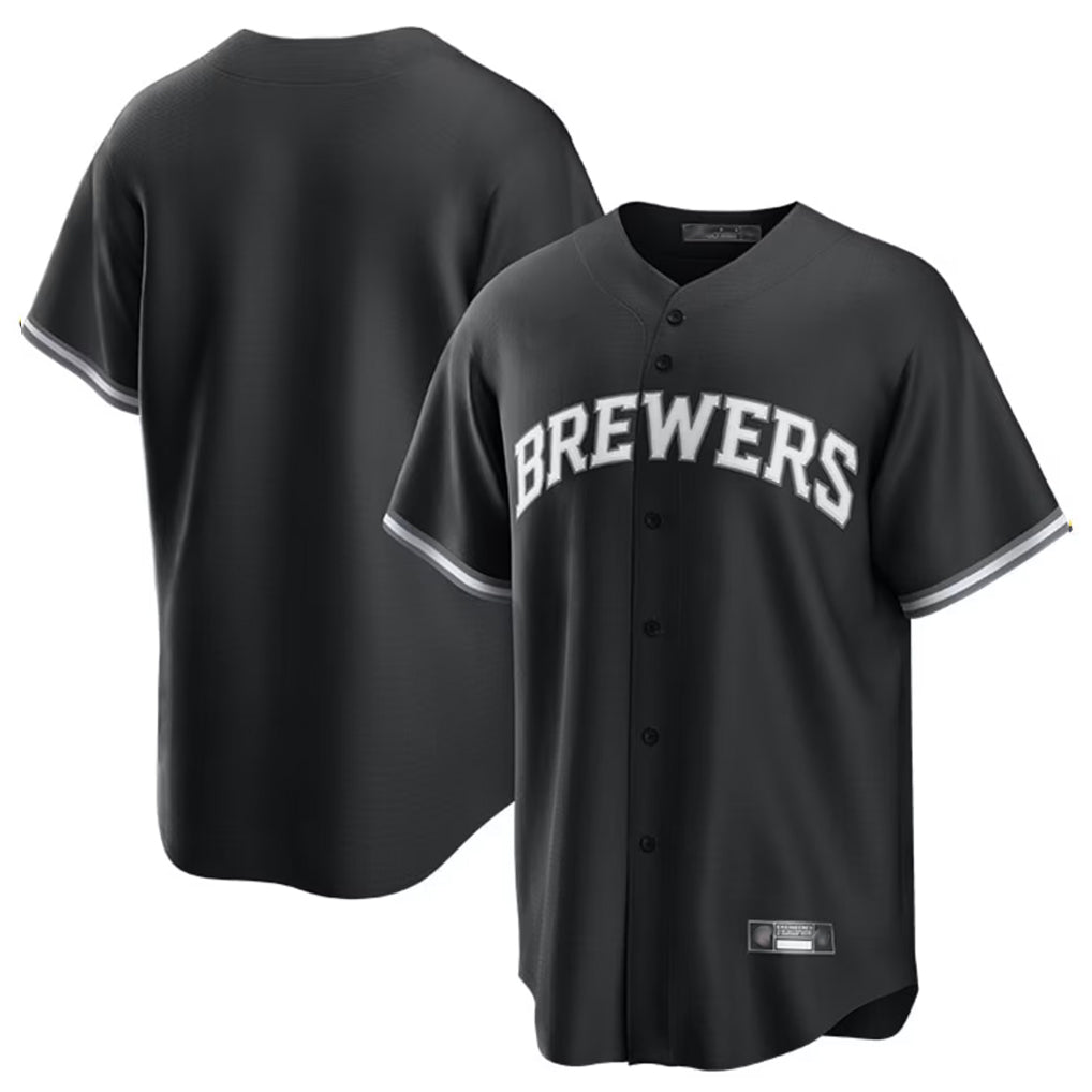 CAdoa M.Brewers Blank Player Black Game Home Stitched Jerseys