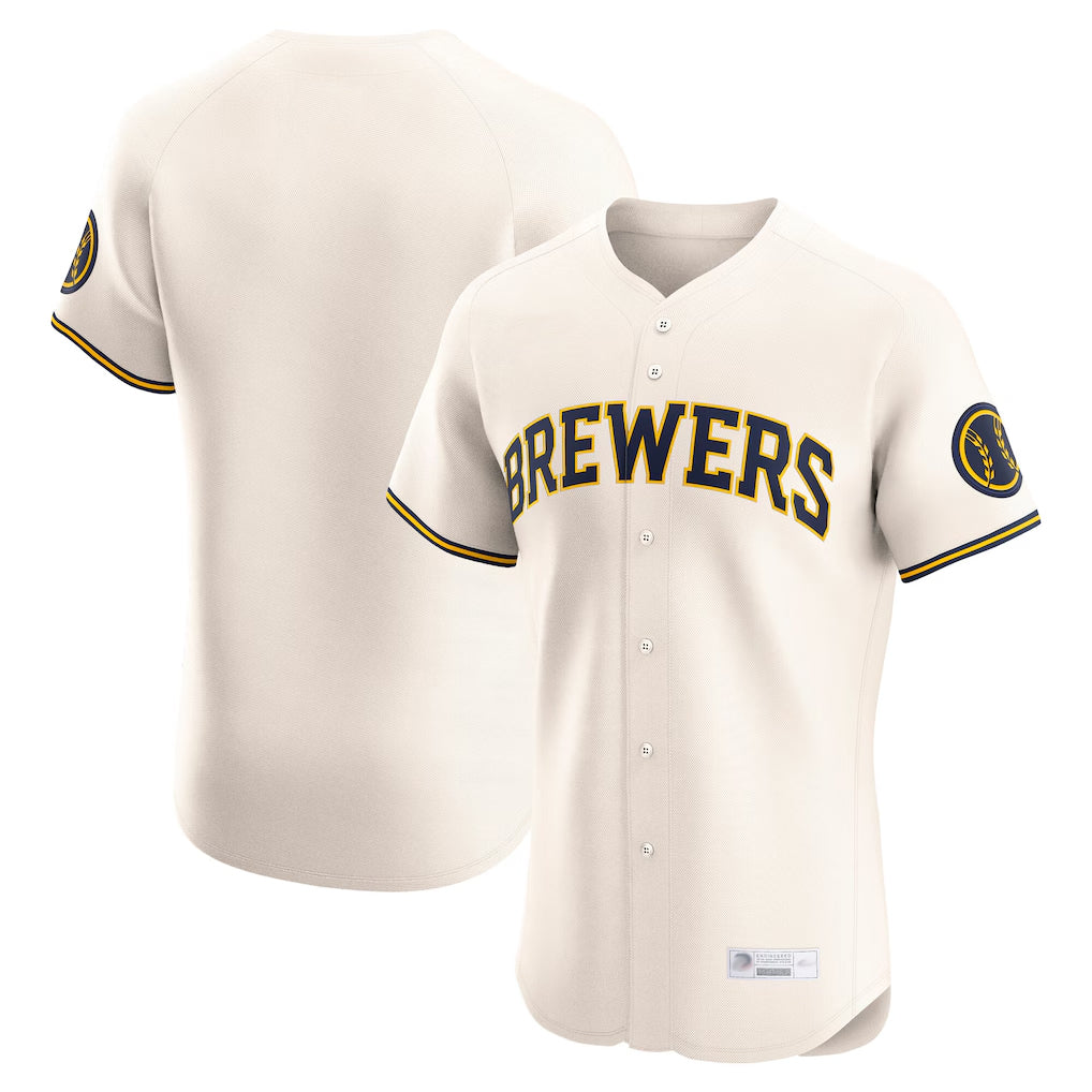 CAdoa M.Brewers Blank Player Cream Home Limited Elite Stitched Jerseys