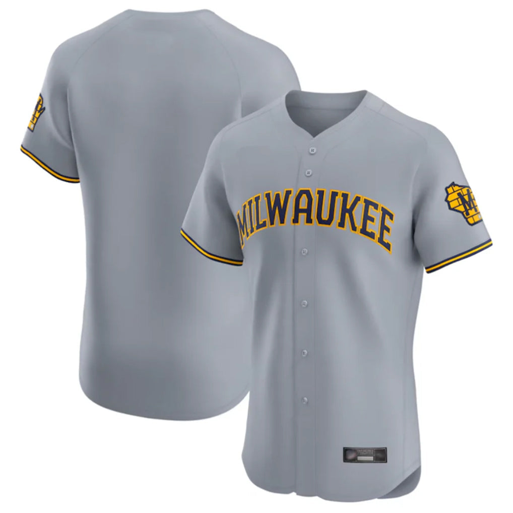 CAdoa M.Brewers Blank Player Gray Home Limited Elite Stitched Jerseys