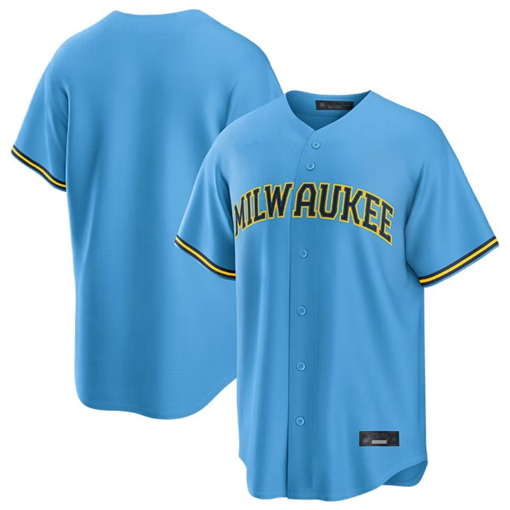 CAdoa M.Brewers Blank Player Light Blue Road Stadium Game Stitched Jerseys