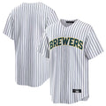 CAdoa M.Brewers Blank Player White Stripes Home Game Stitched Jerseys