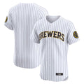 CAdoa M.Brewers Blank Player White Stripes Home Limited Elite Stitched Jerseys