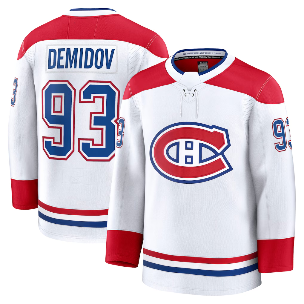 CAdoa M.Canadiens #93 Ivan Demidov White Away Premium Jerseys
