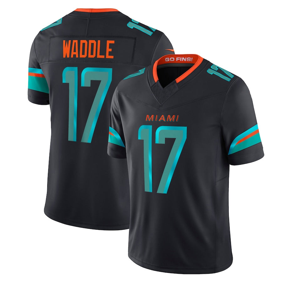 CAdoa M.Dolphins #17 Jaylen Waddle Player Blue Rivalries Collection Vapor Limited Stitched Jerseys