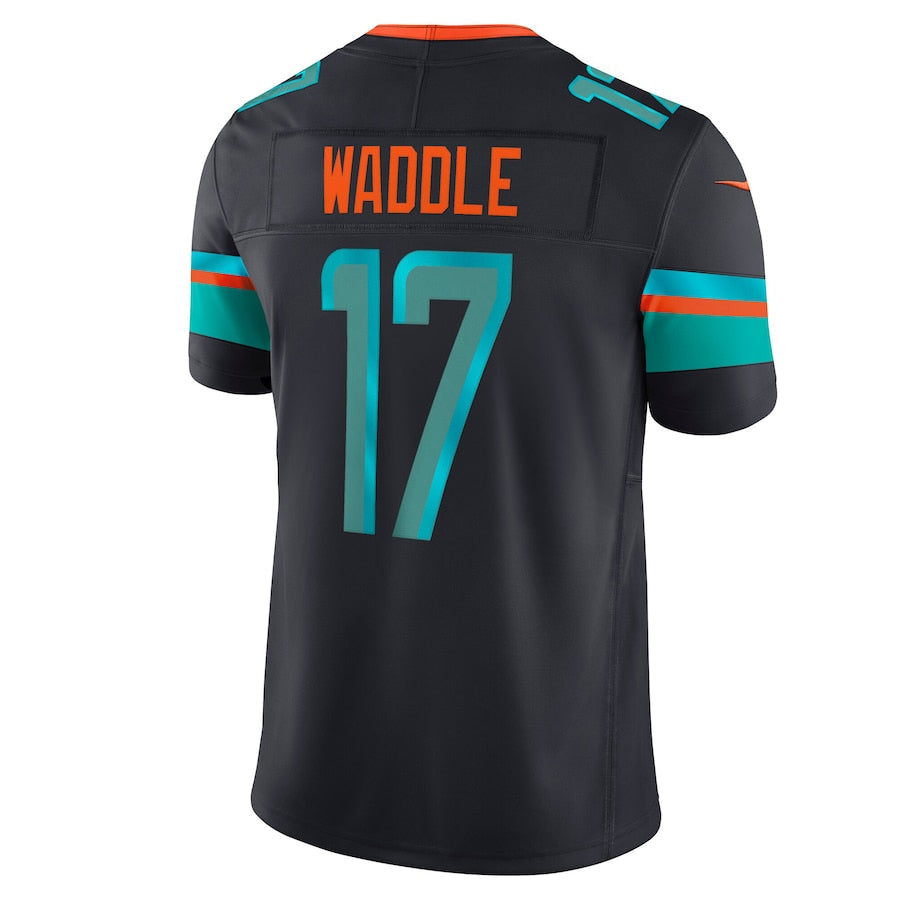 CAdoa M.Dolphins #17 Jaylen Waddle Player Blue Rivalries Collection Vapor Limited Stitched Jersey