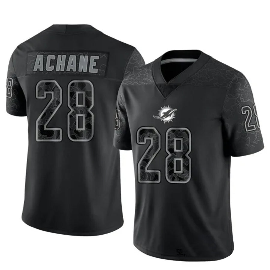 CAdoa M.Dolphins #28 De??£¤Von Achane Player Black RFLCTV Limited Stitched Jerseys